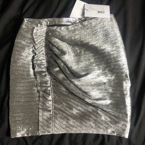 ⭐️IRO frisus ruffled lame mini skirt, silver/metallic, size FR 36/ Size 4 US NWT